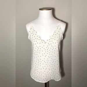 Scalloped Vneck pokadot tank top